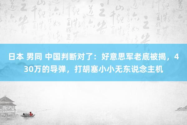 日本 男同 中国判断对了：好意思军老底被揭，430万的导弹，打胡塞小小无东说念主机