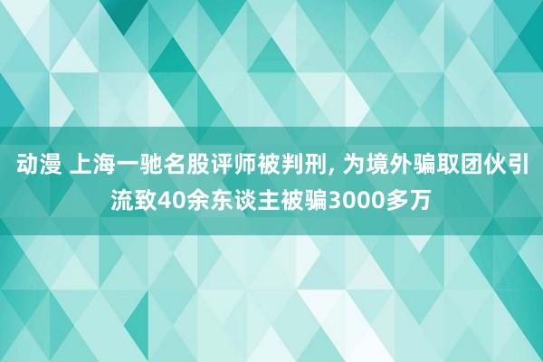 动漫 上海一驰名股评师被判刑， 为境外骗取团伙引流致40余东谈主被骗3000多万