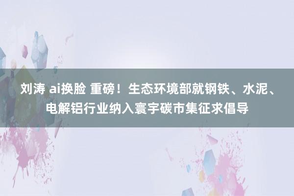 刘涛 ai换脸 重磅！生态环境部就钢铁、水泥、电解铝行业纳入寰宇碳市集征求倡导