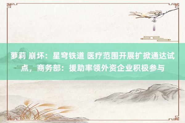 萝莉 崩坏：星穹铁道 医疗范围开展扩掀通达试点，商务部：援助