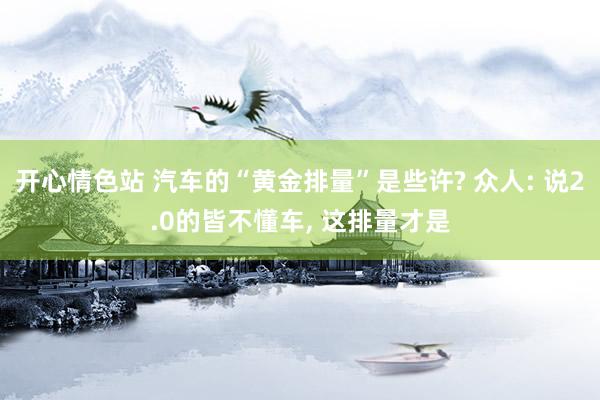 开心情色站 汽车的“黄金排量”是些许? 众人: 说2.0的皆不懂车， 这排量才是