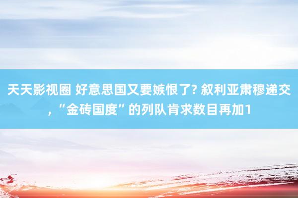 天天影视圈 好意思国又要嫉恨了? 叙利亚肃穆递交， “金砖国度”的列队肯求数目再加1