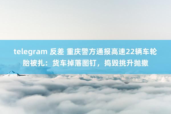 telegram 反差 重庆警方通报高速22辆车轮胎被扎：货车掉落图钉，捣毁挑升抛撒