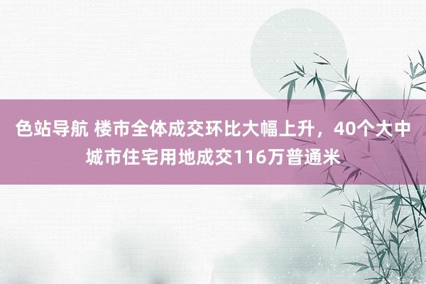 色站导航 楼市全体成交环比大幅上升，40个大中城市住宅用地成交116万普通米