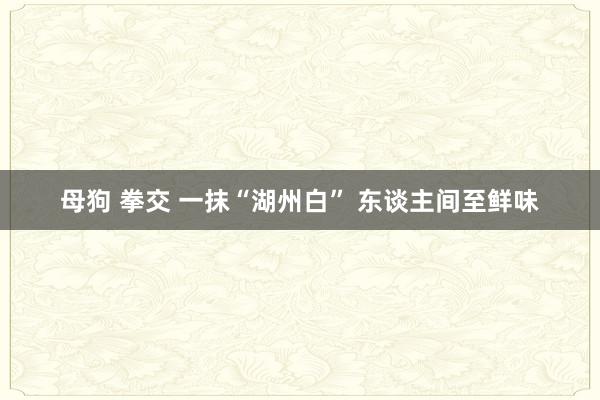 母狗 拳交 一抹“湖州白” 东谈主间至鲜味