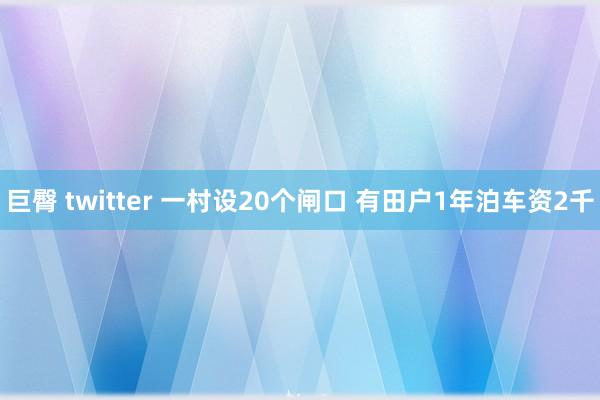 巨臀 twitter 一村设20个闸口 有田户1年泊车资2千