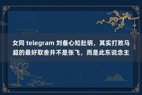 女同 telegram 刘备心知肚明，其实打败马超的最好取舍并不是张飞，而是此东说念主