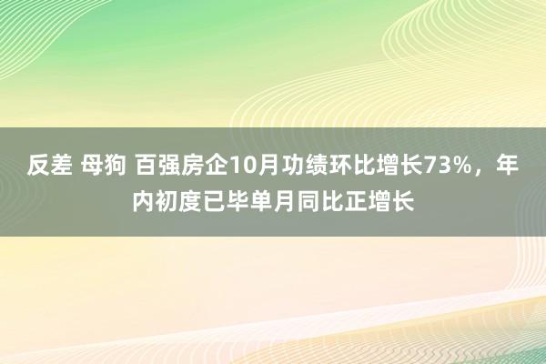 反差 母狗 百强房企10月功绩环比增长73%，年内初度已毕单月同比正增长