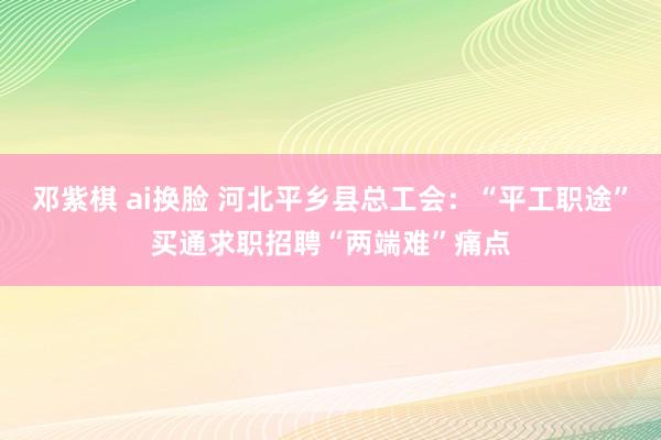 邓紫棋 ai换脸 河北平乡县总工会：“平工职途”买通求职招聘“两端难”痛点