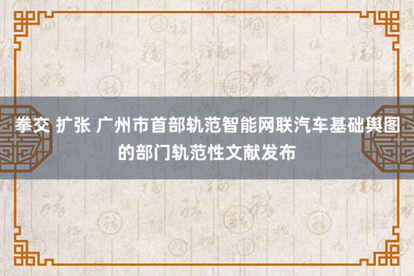 拳交 扩张 广州市首部轨范智能网联汽车基础舆图的部门轨范性文献发布