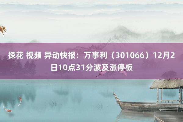 探花 视频 异动快报：万事利（301066）12月2日10点31分波及涨停板