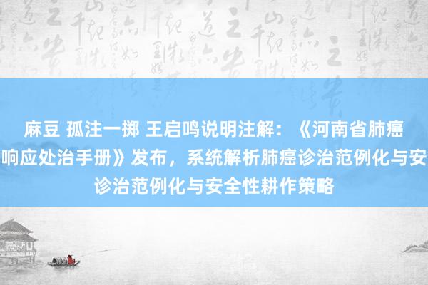 麻豆 孤注一掷 王启鸣说明注解：《河南省肺癌药物诊治不良响应处治手册》发布，系统解析肺癌诊治范例化与安全性耕作策略