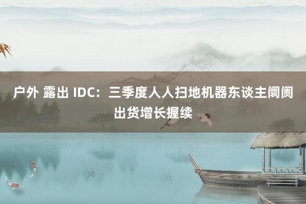 户外 露出 IDC：三季度人人扫地机器东谈主阛阓出货增长握续