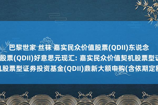 巴黎世家 丝袜 嘉实民众价值股票(QDII)东说念主民币,嘉