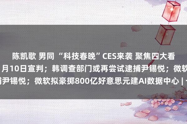 陈凯歌 男同 “科技春晚”CES来袭 聚焦四大看点；特朗普“封口费”案1月10日宣判；韩调查部门或再尝试逮捕尹锡悦；微软拟豪掷800亿好意思元建AI数据中心 | 一周国际财经