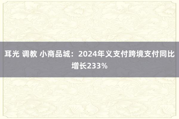 耳光 调教 小商品城：2024年义支付跨境支付同比增长233%