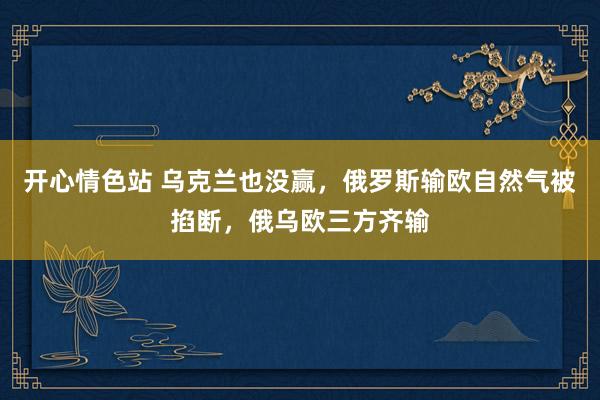 开心情色站 乌克兰也没赢，俄罗斯输欧自然气被掐断，俄乌欧三方