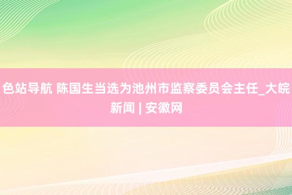 色站导航 陈国生当选为池州市监察委员会主任_大皖新闻 | 安徽网